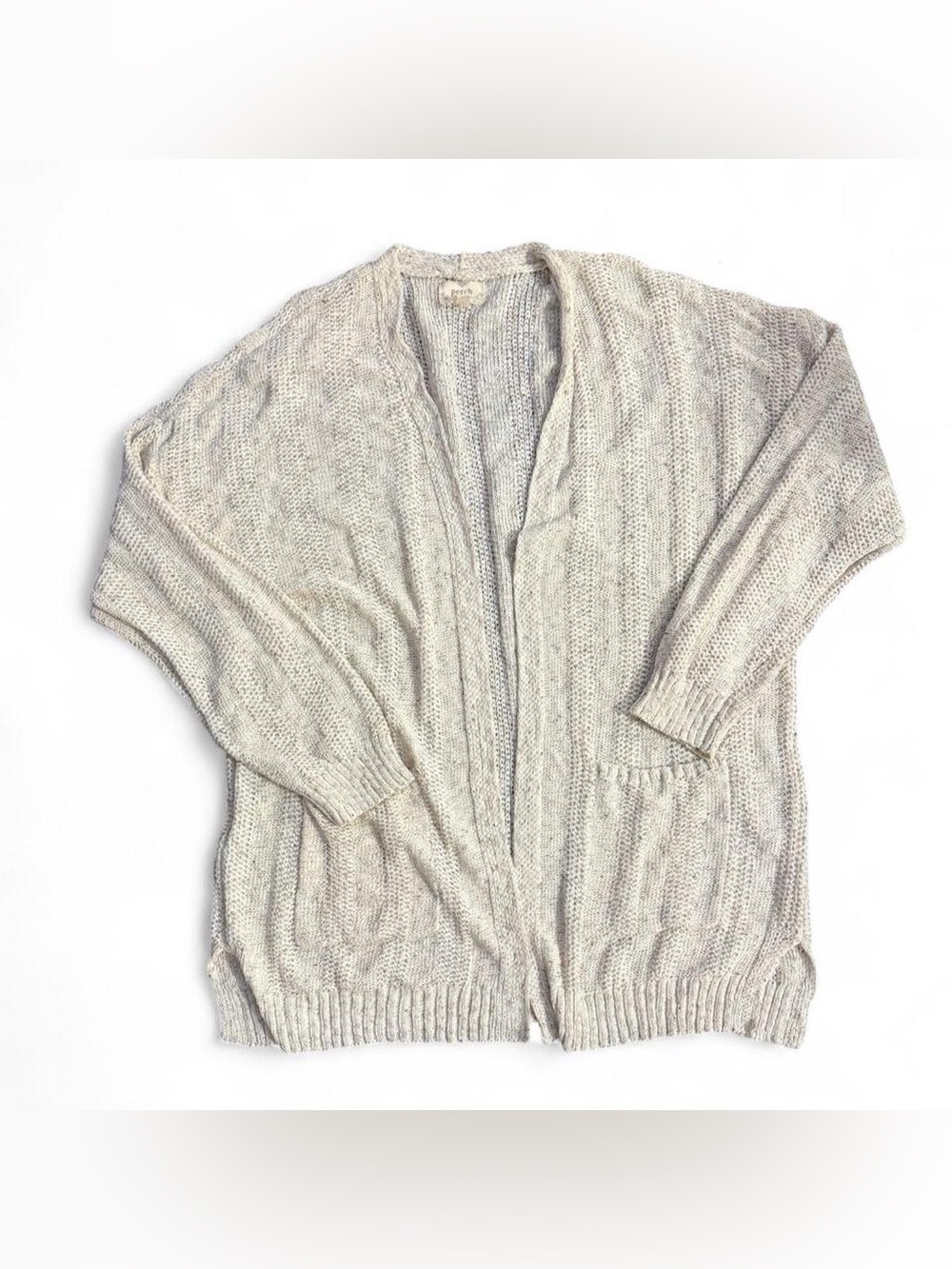 Blu Pepper Open-Front Cream Marled Knit Cardigan